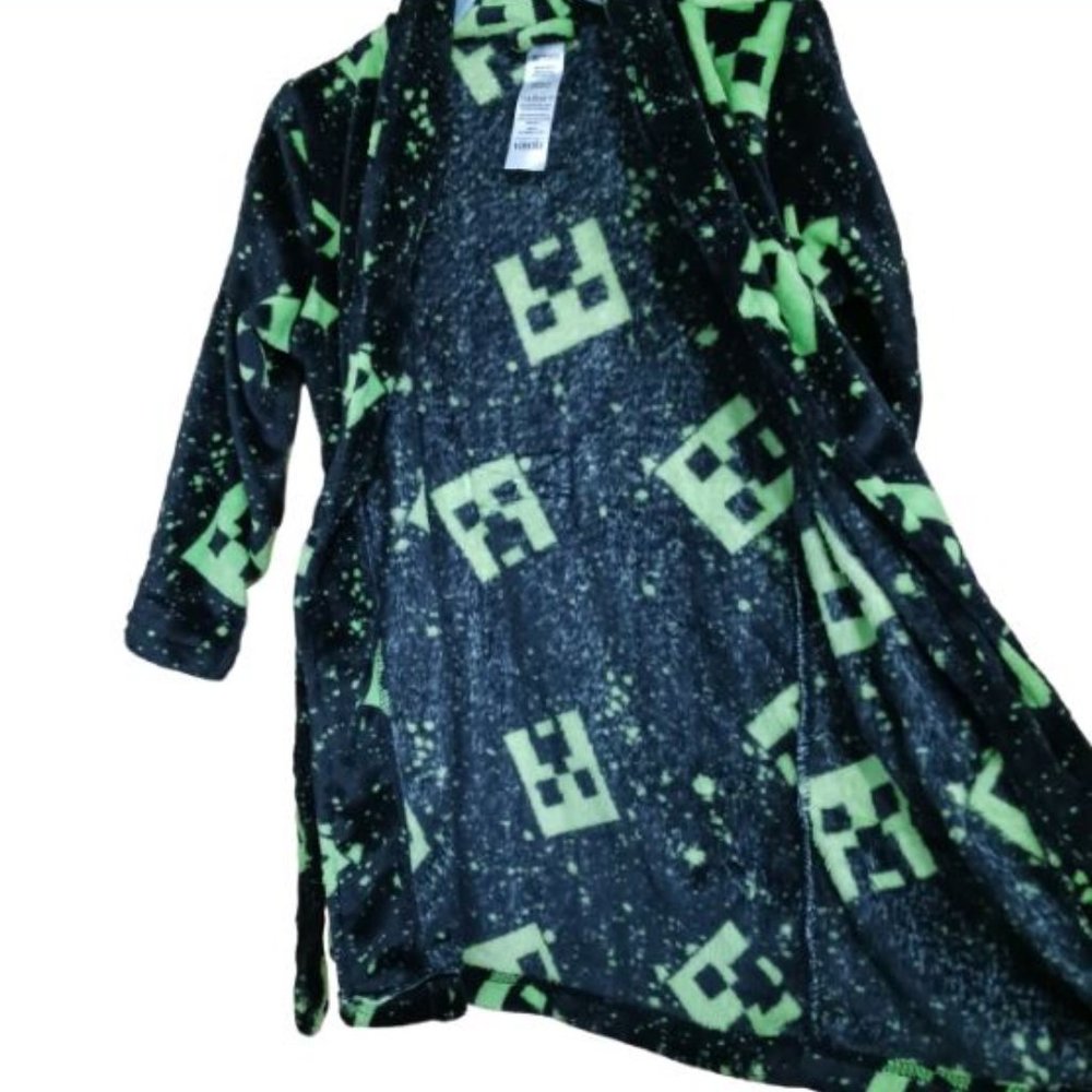 Kids Minecraft Creeper Print Pajama Robe